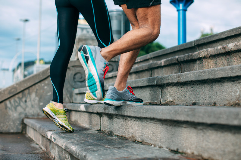 two people running