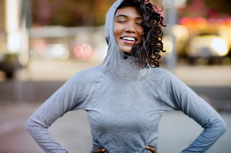 Woman in hoodie