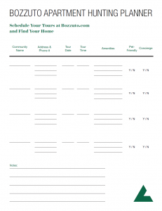 apartment hunting planner