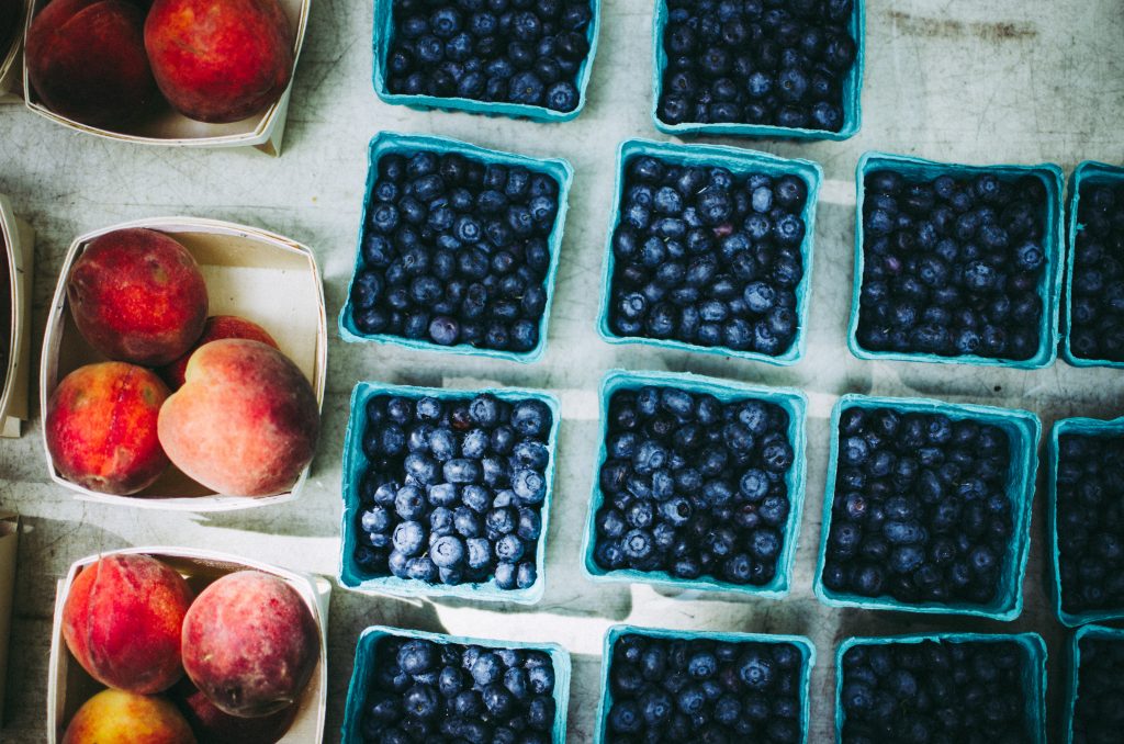 Peaches and blueberries