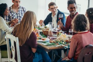 Friends at Thanksgiving dinner